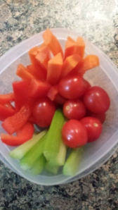 my new afternoon snack -- lots of veggies with hummus.
